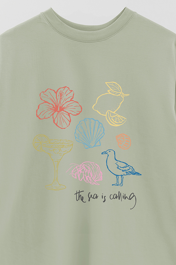 REMERA OVER ESTAMPADA SB THE SEA IS CALLING