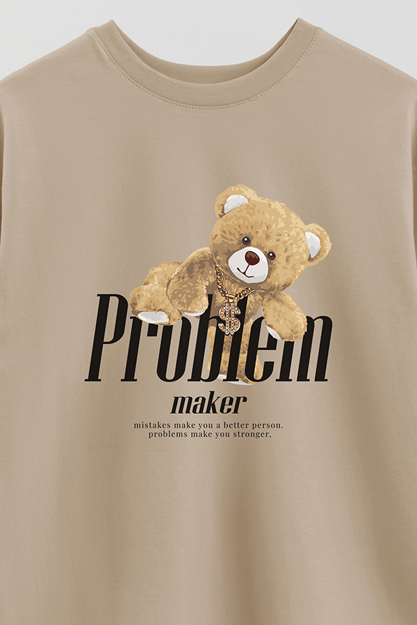 REMERA OVER ESTAMPADA UNISEX PROBLEM MAKER
