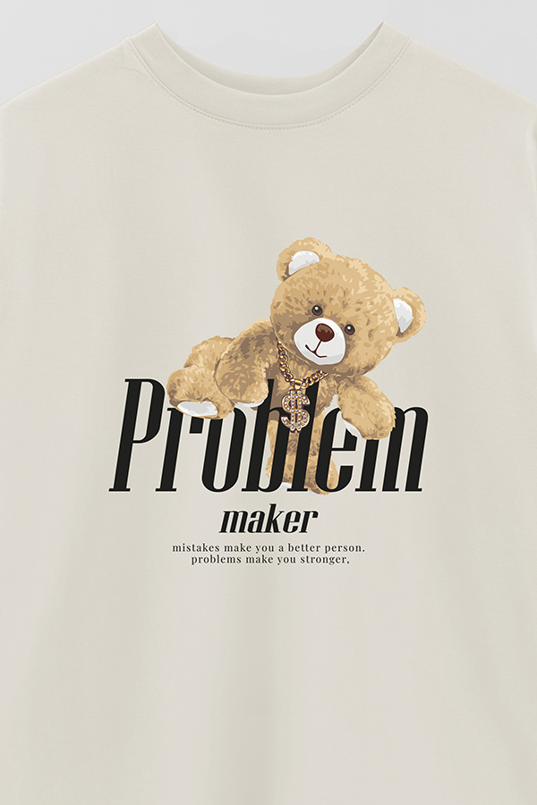 REMERA OVER ESTAMPADA UNISEX PROBLEM MAKER