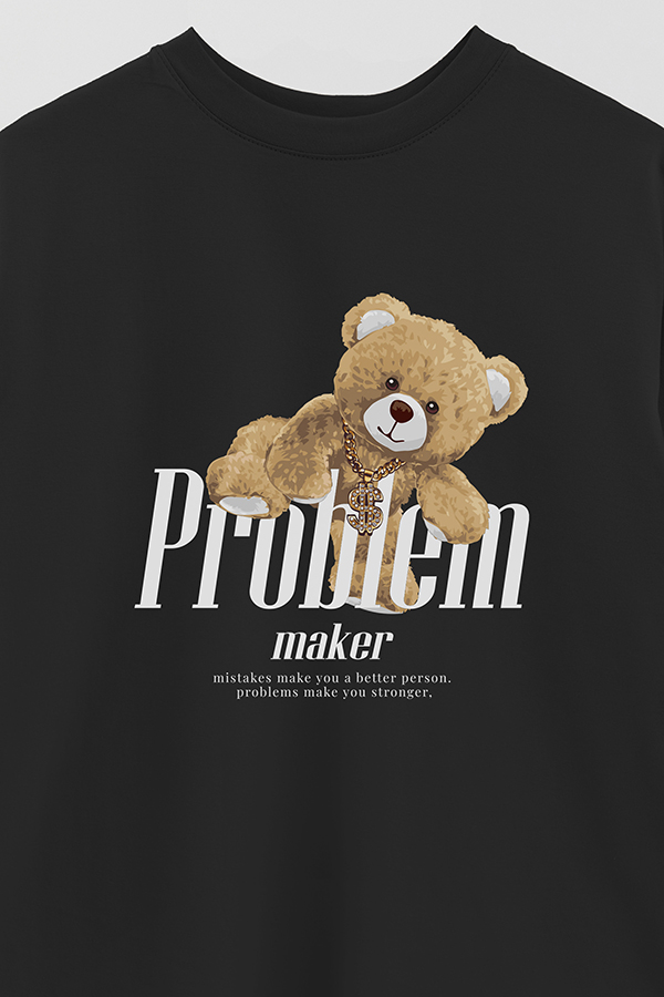 REMERA OVER ESTAMPADA UNISEX PROBLEM MAKER