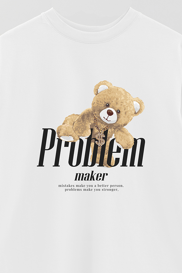 REMERA OVER ESTAMPADA UNISEX PROBLEM MAKER