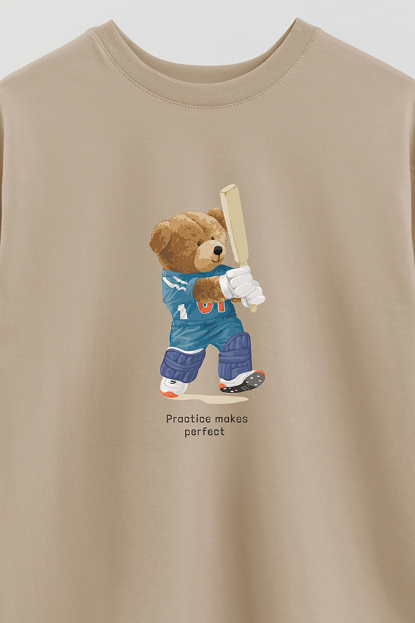 REMERA OVER ESTAMPADA UNISEX PRACTICE MAKES PERFECT