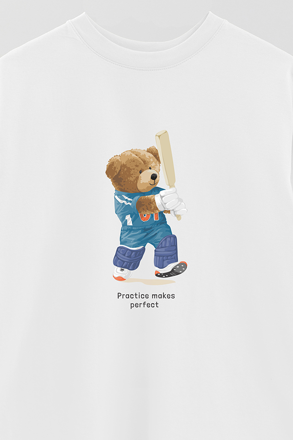 REMERA OVER ESTAMPADA UNISEX PRACTICE MAKES PERFECT