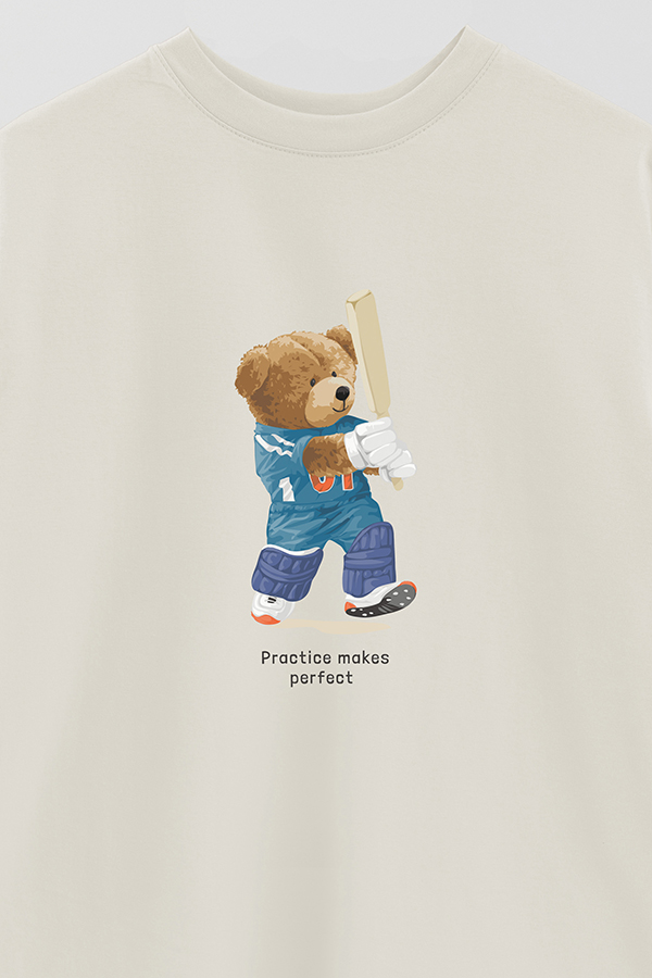 REMERA OVER ESTAMPADA UNISEX PRACTICE MAKES PERFECT