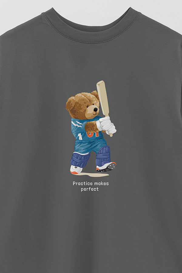 REMERA OVER ESTAMPADA UNISEX PRACTICE MAKES PERFECT