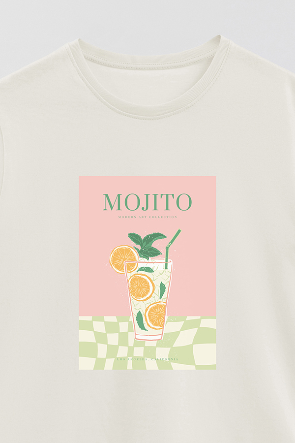 REMERA BASICA ESTAMPADA DRINK MOJITO