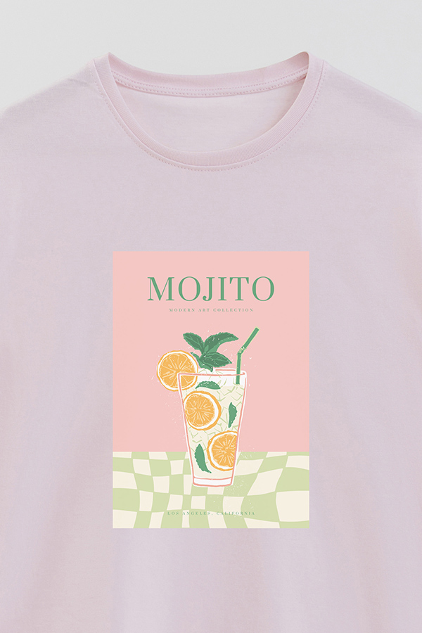 REMERA BASICA ESTAMPADA DRINK MOJITO
