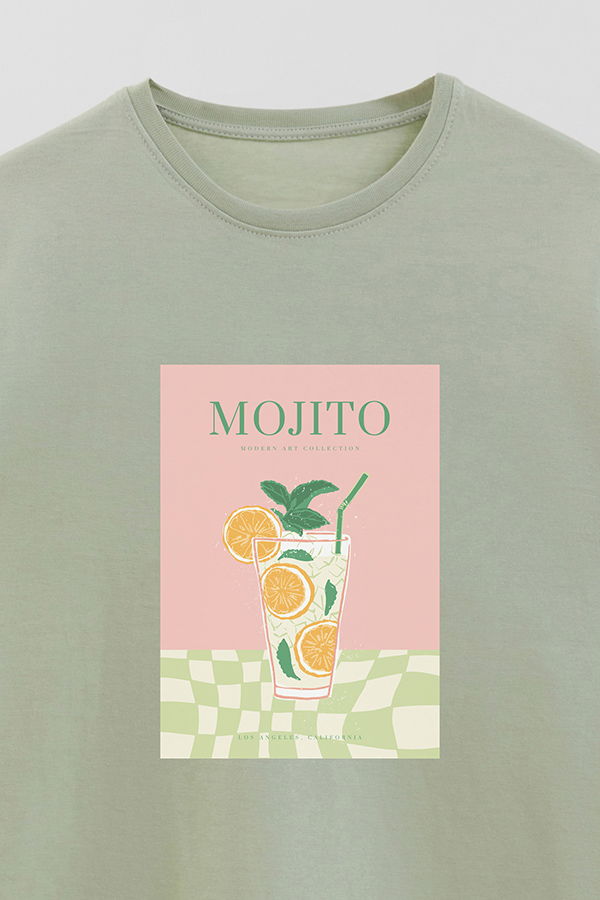 REMERA BASICA ESTAMPADA DRINK MOJITO