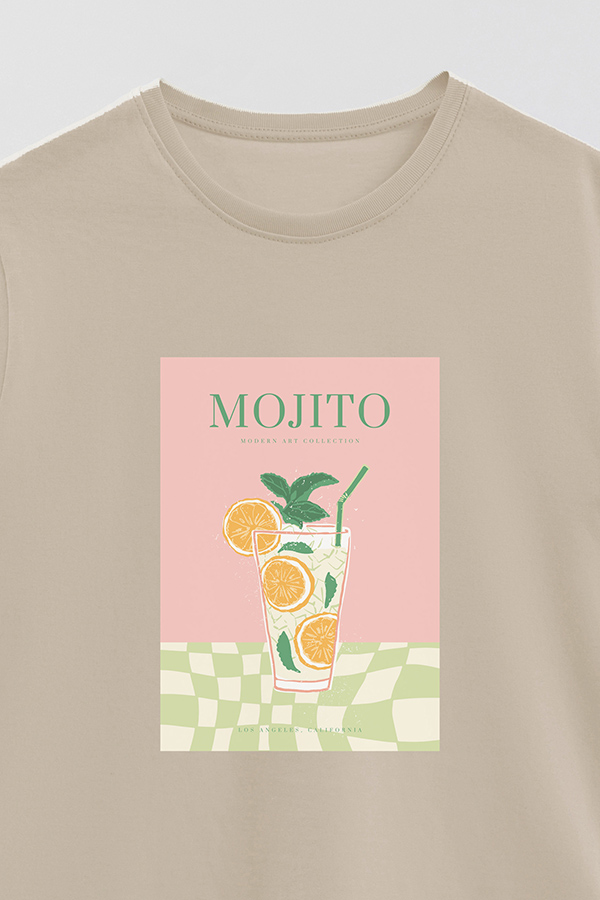 REMERA BASICA ESTAMPADA DRINK MOJITO