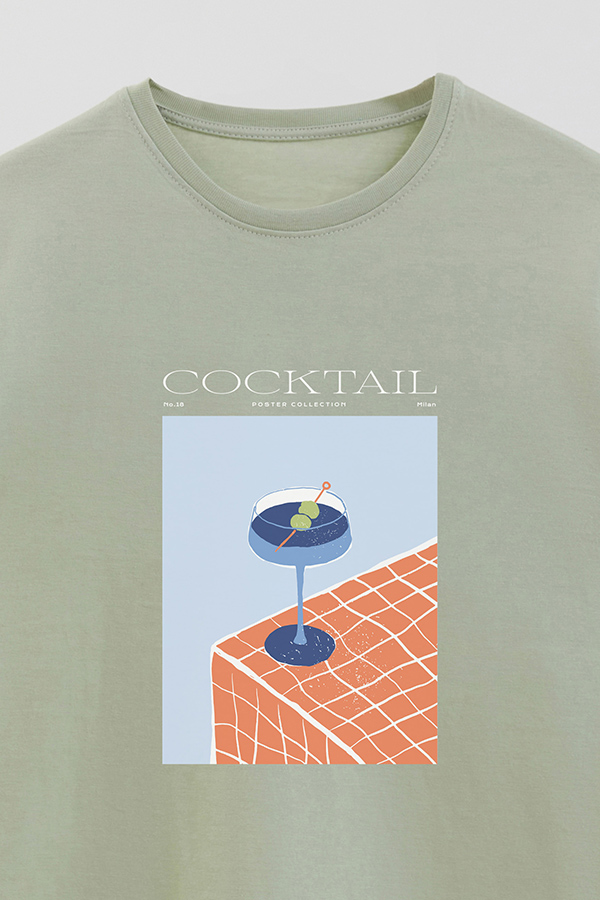 REMERA BASICA ESTAMPADA DRINK COCKTAIL