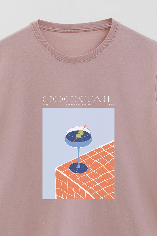 REMERA BASICA ESTAMPADA DRINK COCKTAIL