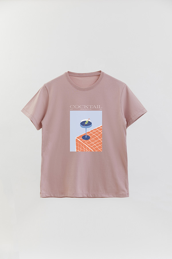 REMERA BASICA ESTAMPADA DRINK COCKTAIL