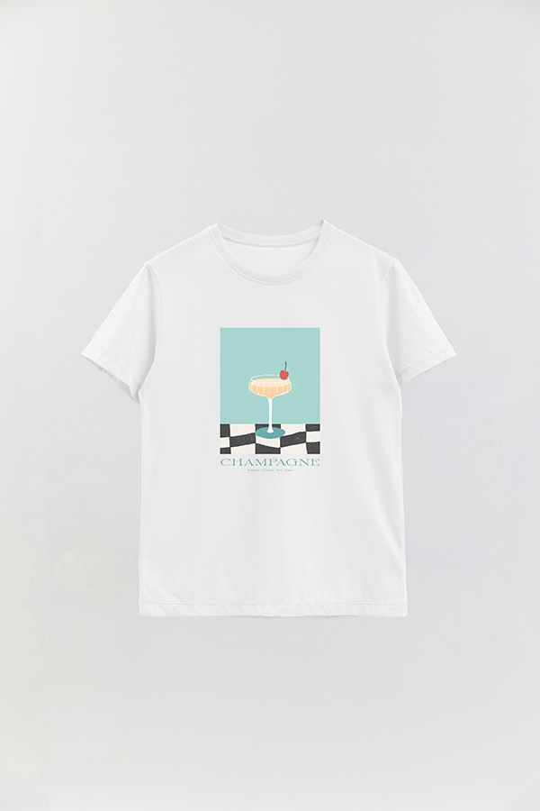 REMERA BASICA ESTAMPADA DRINK CHAMPAGNE