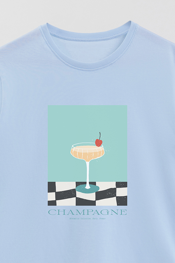 REMERA BASICA ESTAMPADA DRINK CHAMPAGNE