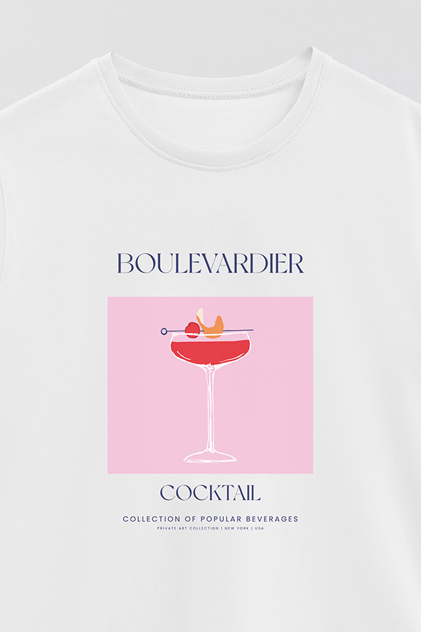 REMERA BASICA ESTAMPADA DRINK BOULEVARDIER