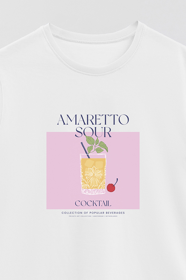 REMERA BASICA ESTAMPADA DRINK AMARETTO SOUR