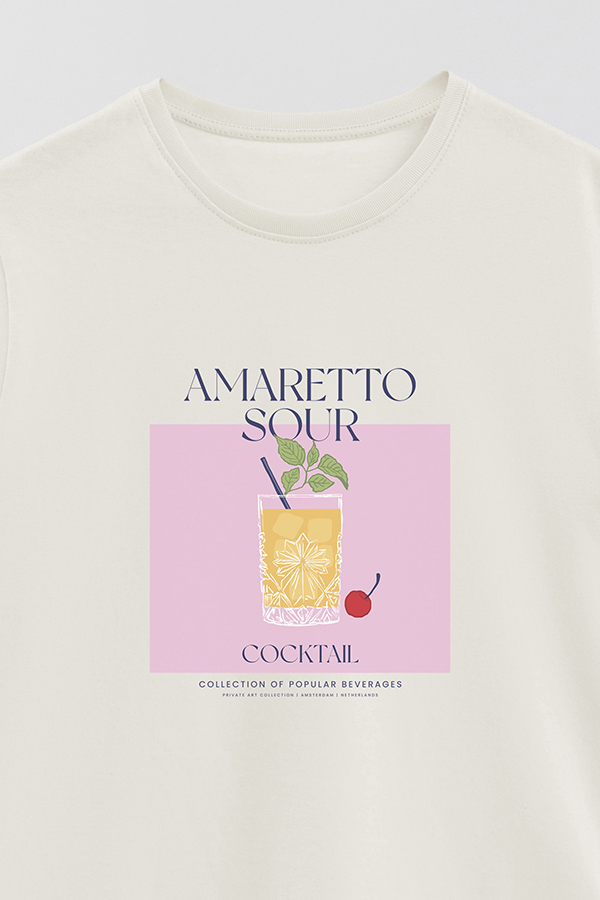 REMERA BASICA ESTAMPADA DRINK AMARETTO SOUR