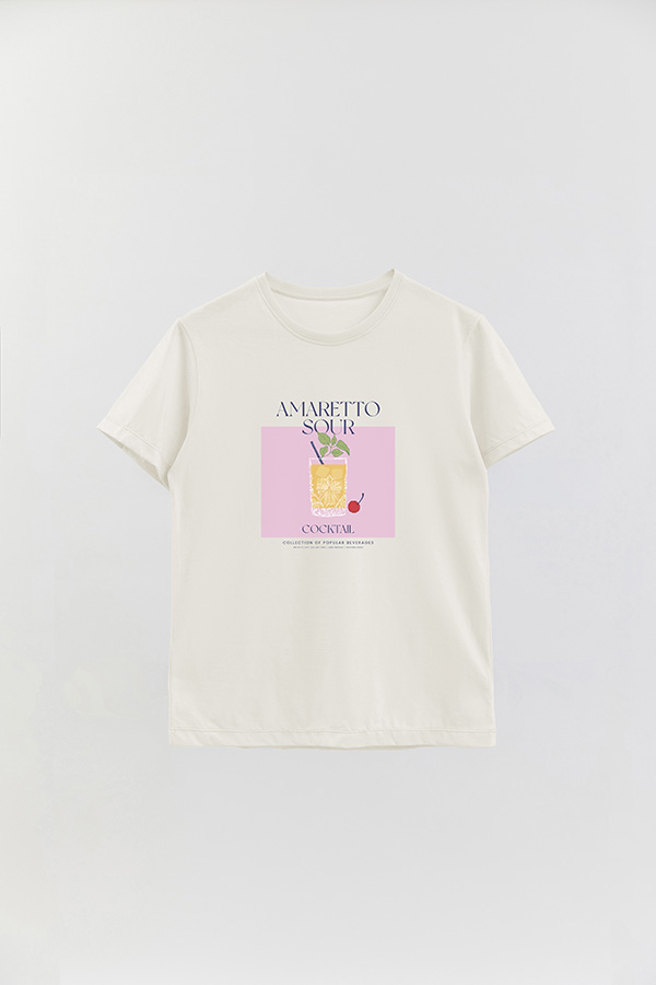 REMERA BASICA ESTAMPADA DRINK AMARETTO SOUR