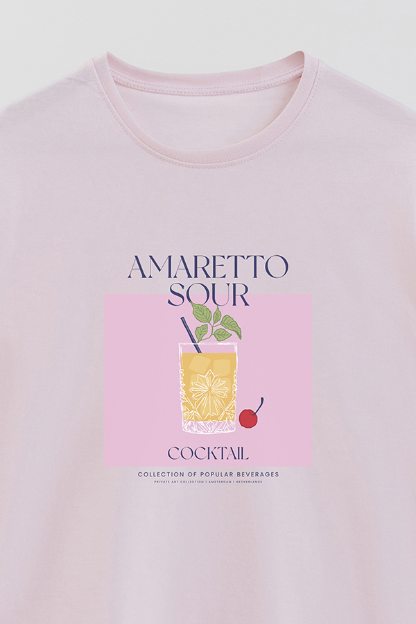 REMERA BASICA ESTAMPADA DRINK AMARETTO SOUR