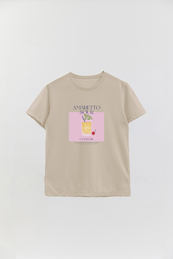 REMERA BASICA ESTAMPADA DRINK AMARETTO SOUR