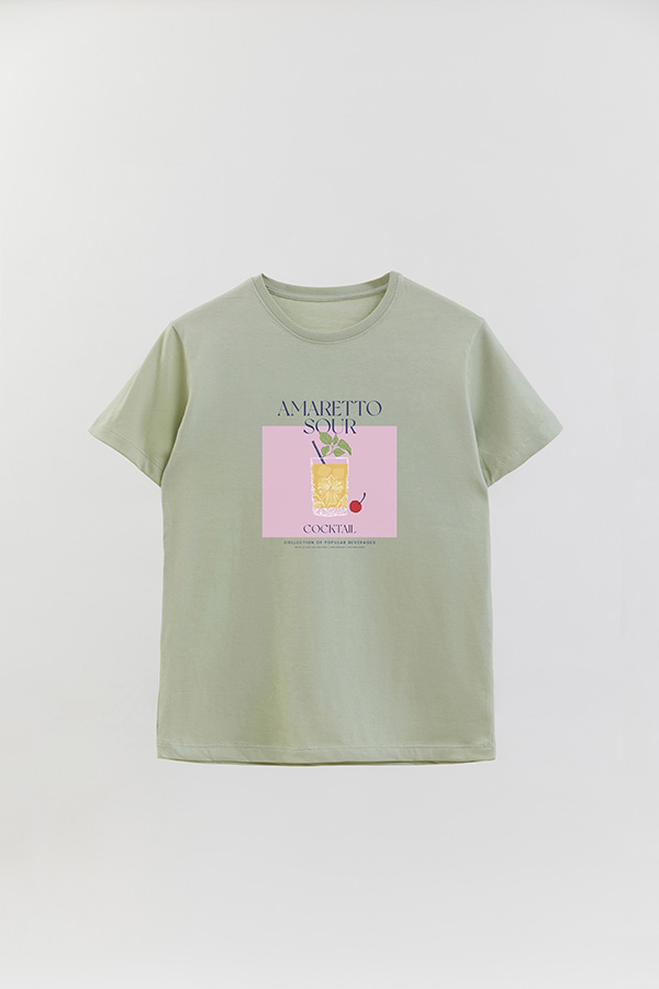 REMERA BASICA ESTAMPADA DRINK AMARETTO SOUR