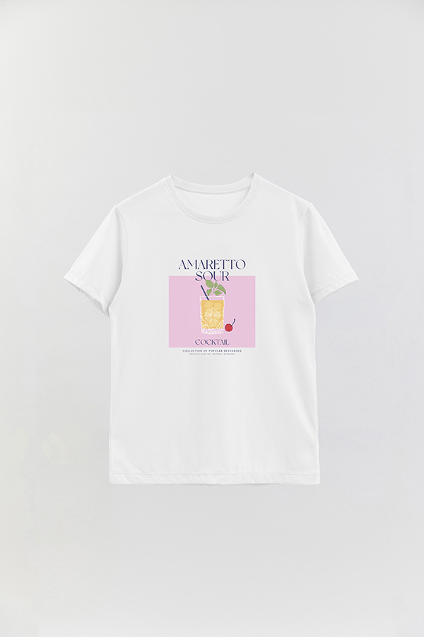 REMERA BASICA ESTAMPADA DRINK AMARETTO SOUR