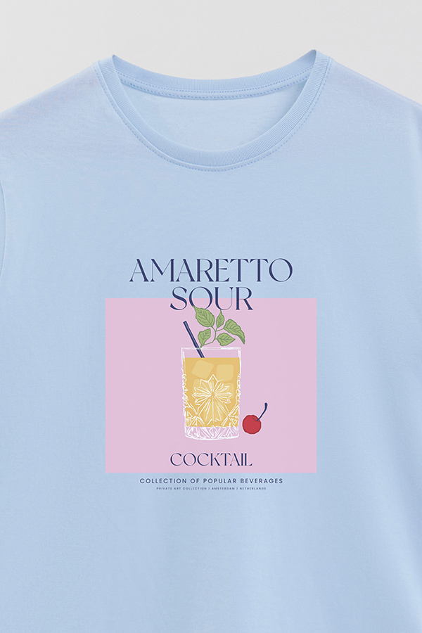 REMERA BASICA ESTAMPADA DRINK AMARETTO SOUR