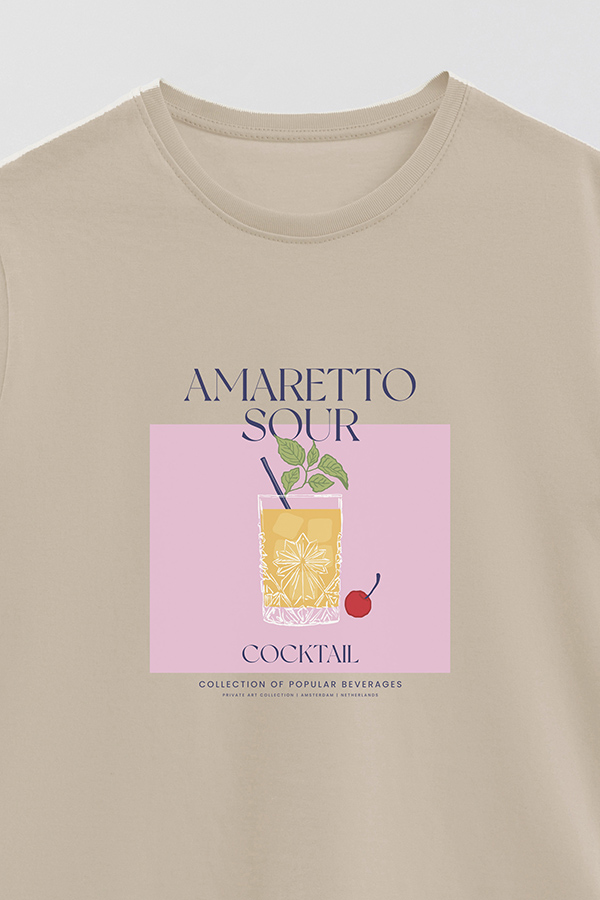 REMERA BASICA ESTAMPADA DRINK AMARETTO SOUR