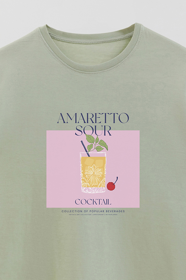 REMERA BASICA ESTAMPADA DRINK AMARETTO SOUR