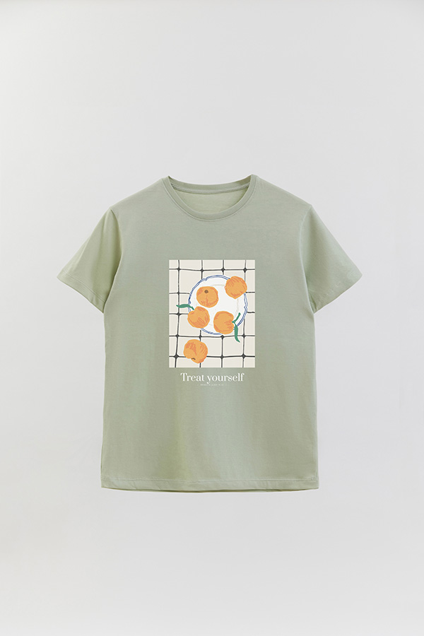 REMERA BASICA ESTAMPADA FOOD TREAT YOURSELF