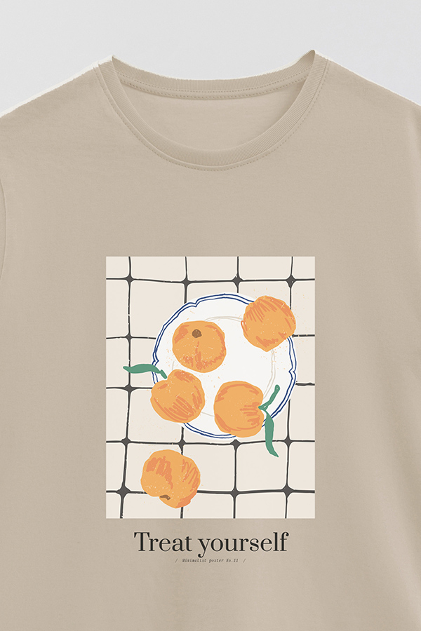 REMERA BASICA ESTAMPADA FOOD TREAT YOURSELF