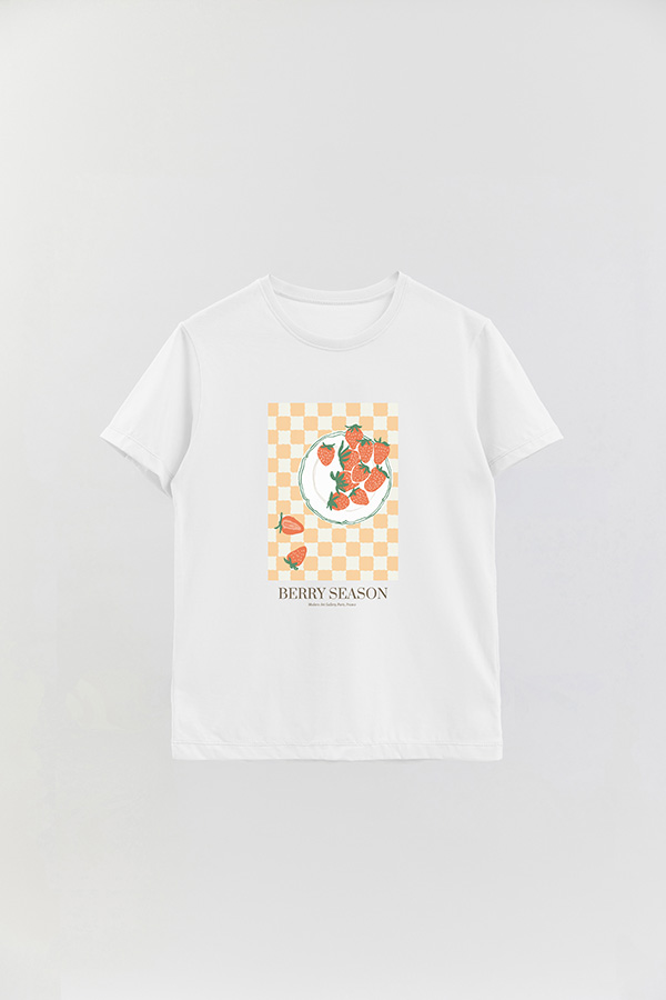 REMERA BASICA ESTAMPADA FOOD STRAWBERRY