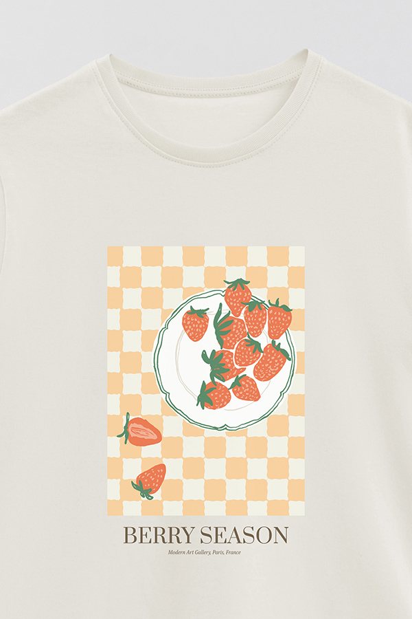 REMERA BASICA ESTAMPADA FOOD STRAWBERRY