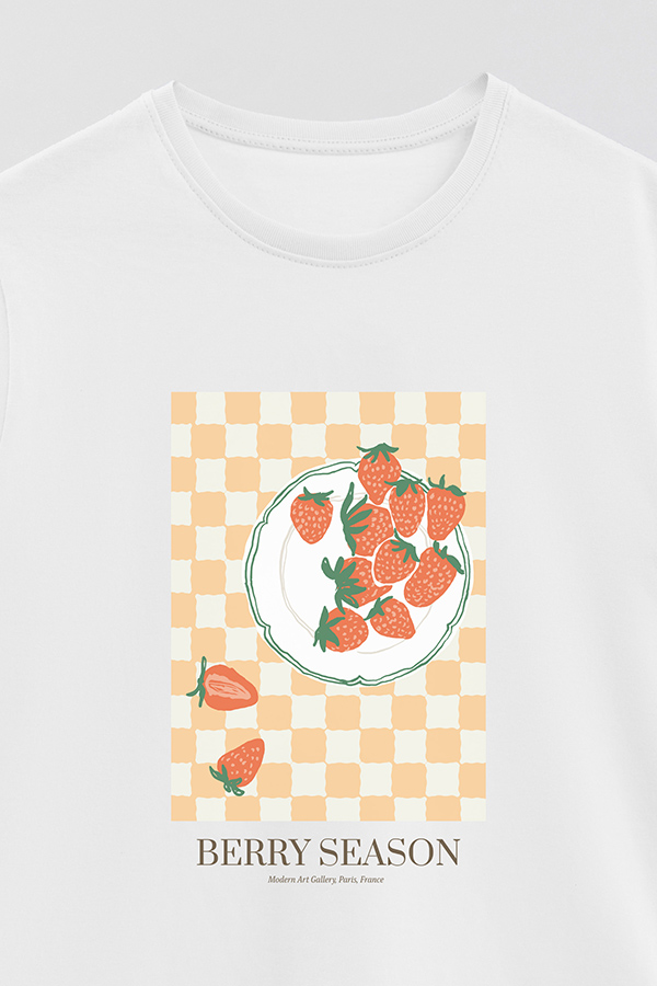 REMERA BASICA ESTAMPADA FOOD STRAWBERRY