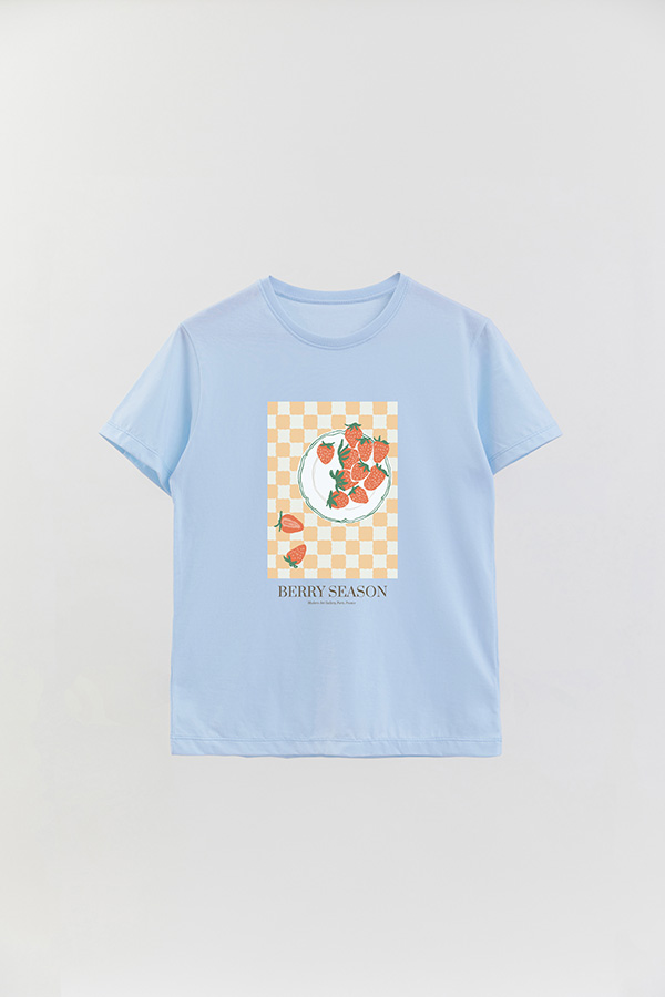 REMERA BASICA ESTAMPADA FOOD STRAWBERRY