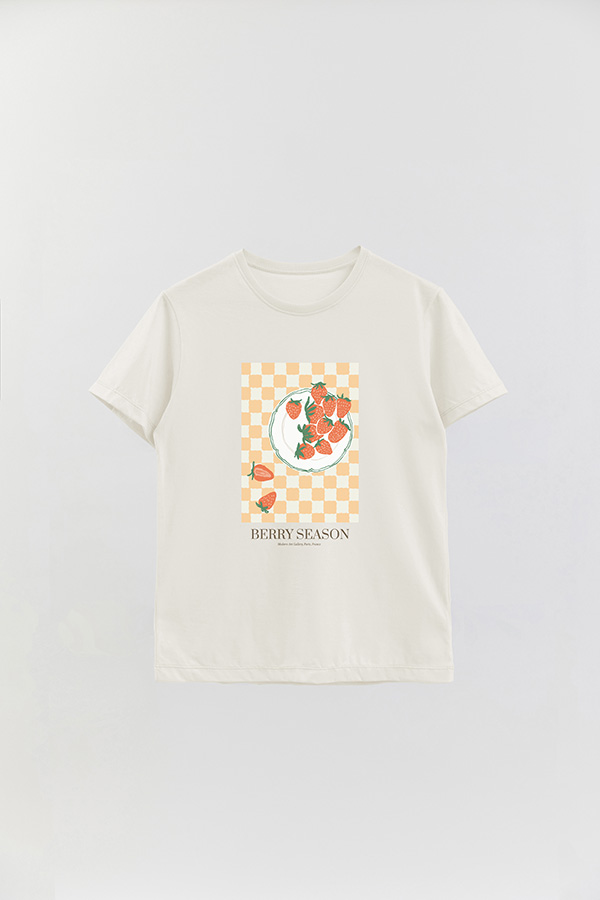 REMERA BASICA ESTAMPADA FOOD STRAWBERRY