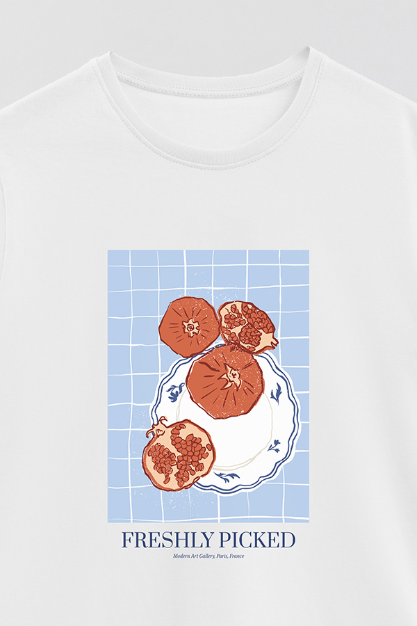 REMERA BASICA ESTAMPADA FOOD POMEGRANATE