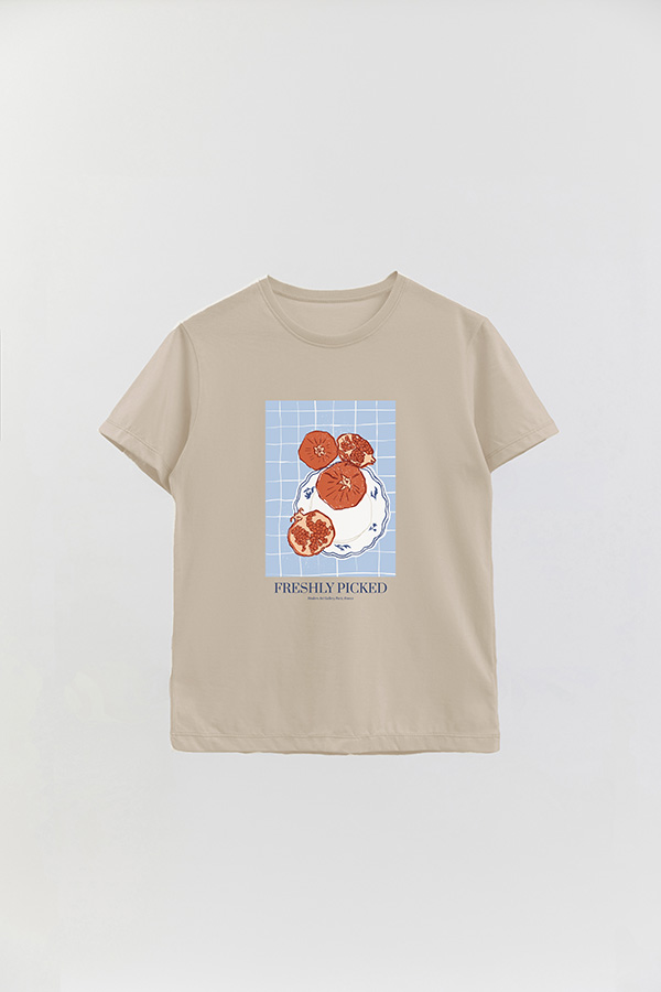 REMERA BASICA ESTAMPADA FOOD POMEGRANATE