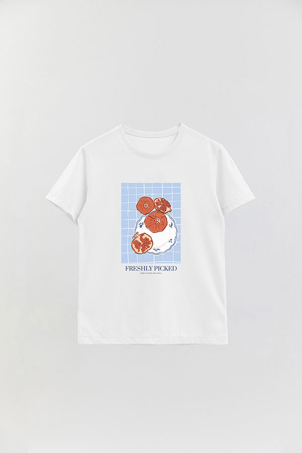 REMERA BASICA ESTAMPADA FOOD POMEGRANATE