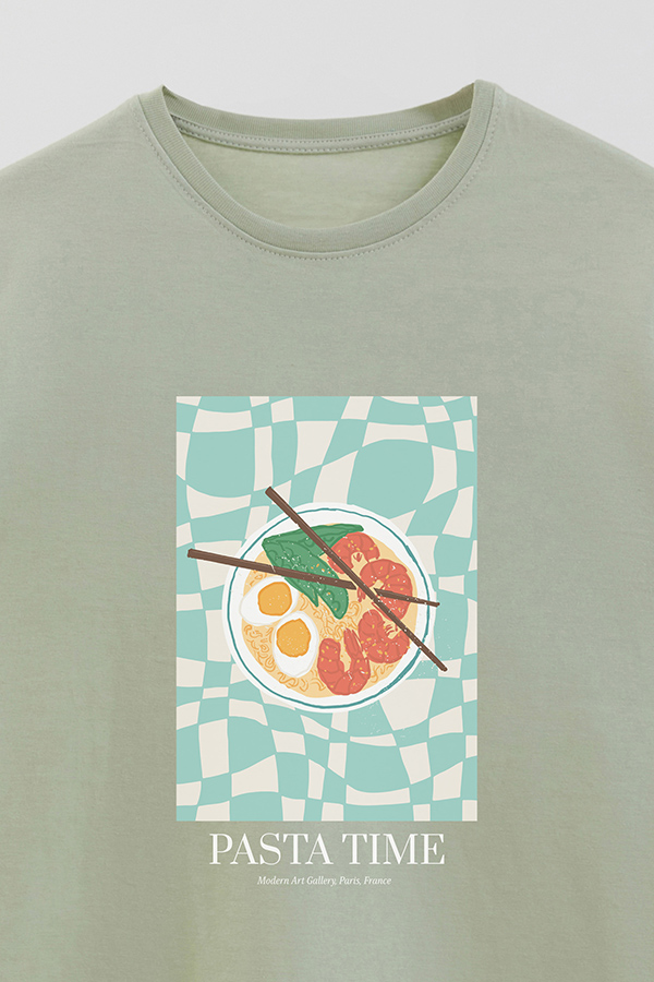 REMERA BASICA ESTAMPADA FOOD PASTA