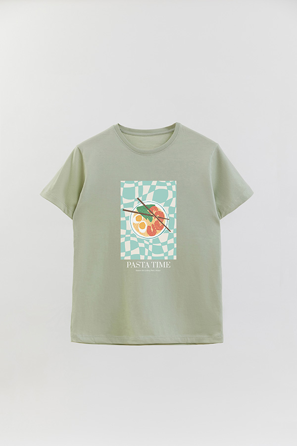 REMERA BASICA ESTAMPADA FOOD PASTA