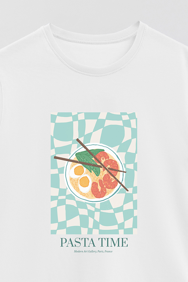 REMERA BASICA ESTAMPADA FOOD PASTA
