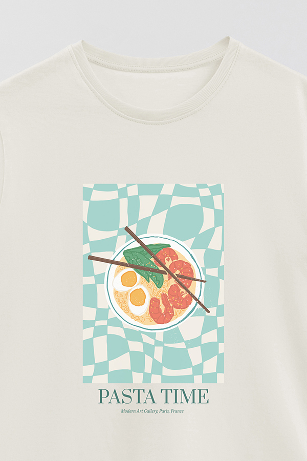 REMERA BASICA ESTAMPADA FOOD PASTA