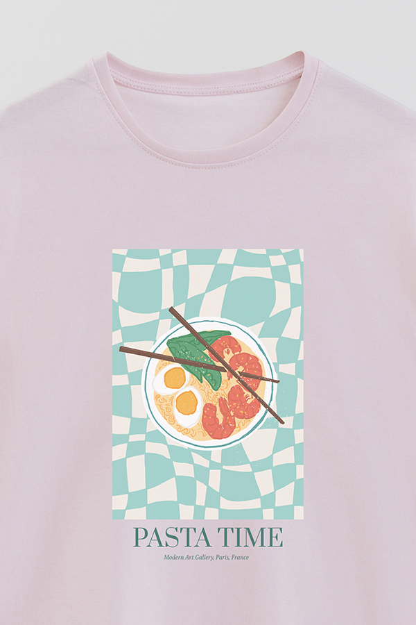 REMERA BASICA ESTAMPADA FOOD PASTA
