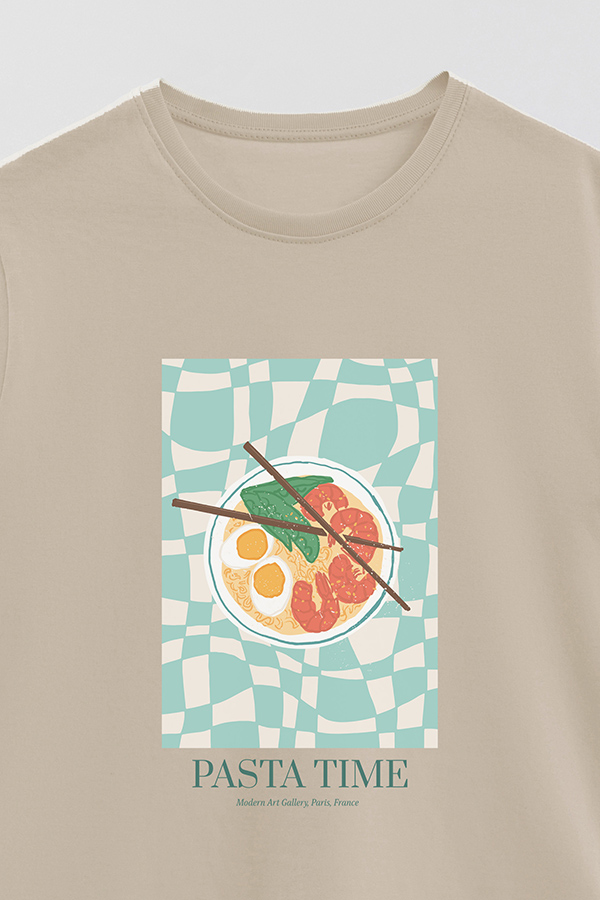 REMERA BASICA ESTAMPADA FOOD PASTA