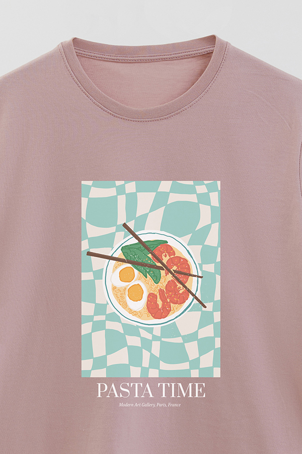REMERA BASICA ESTAMPADA FOOD PASTA