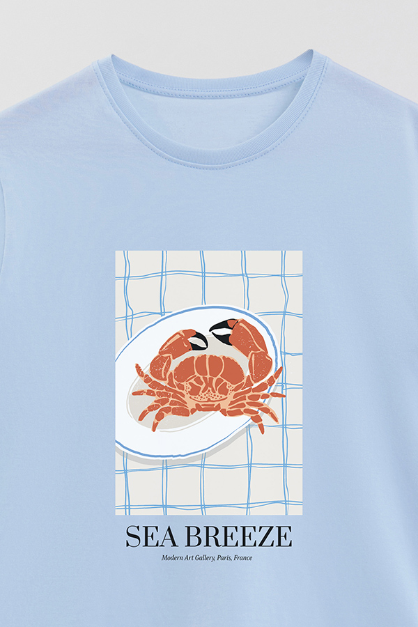 REMERA BASICA ESTAMPADA FOOD CRAB