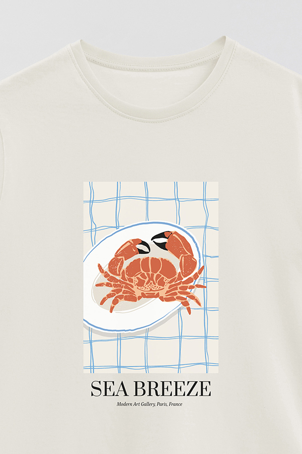 REMERA BASICA ESTAMPADA FOOD CRAB