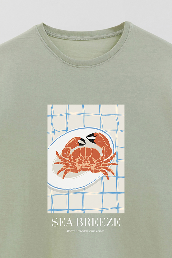 REMERA BASICA ESTAMPADA FOOD CRAB