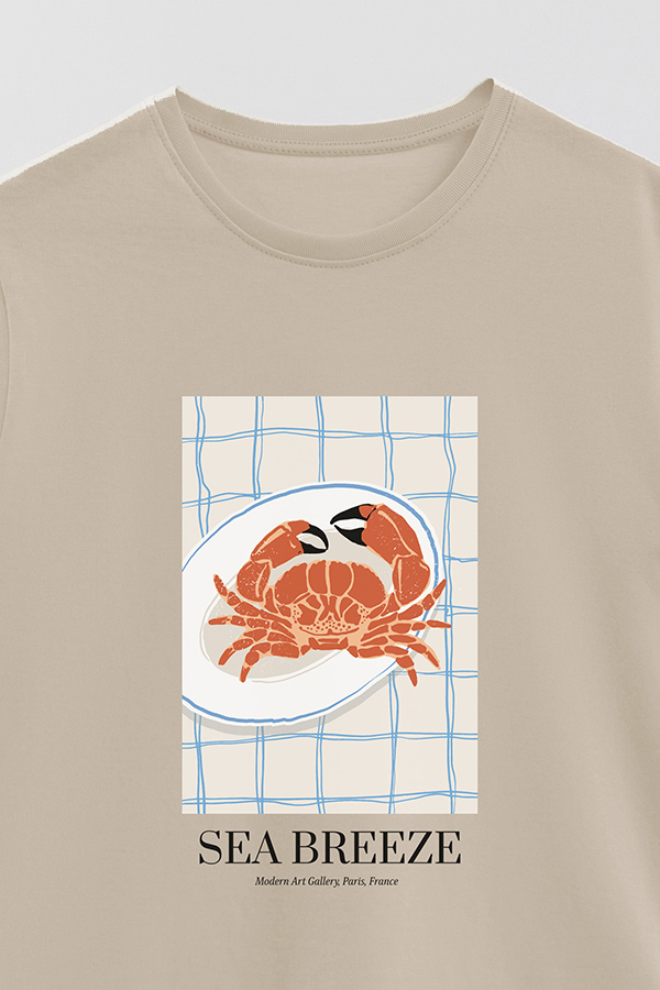 REMERA BASICA ESTAMPADA FOOD CRAB